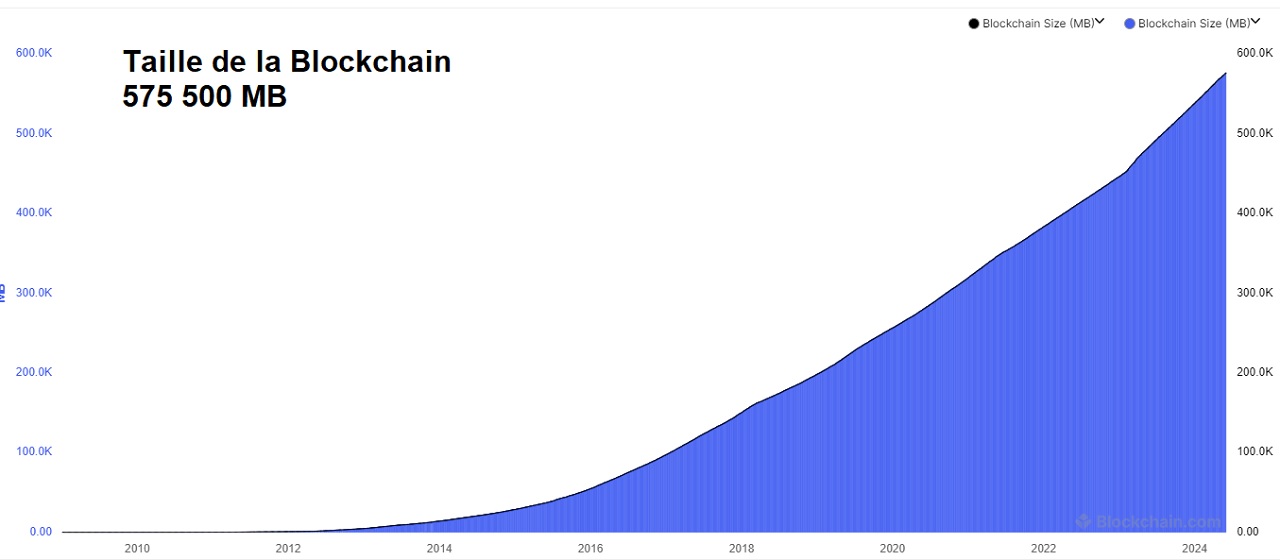 Taille Blockchain Bitcoin 2024